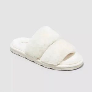 Stars Above Royal Slide Fluffy Slippers Off White